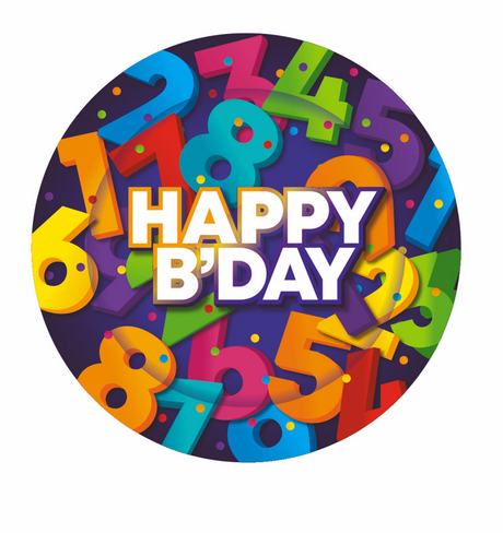 Borden cijfers 18cm 8 stuks - happy b-day