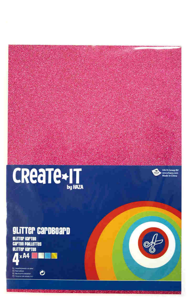 Create-it glitterkarton a4 4 vel assorti