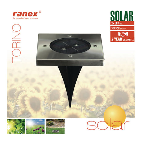 Ranex ra-5000406 LED, solarny reflektor gruntowy ze stali nierdzewnej