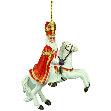 Polystone sinterklaas op paard. (opzij).
