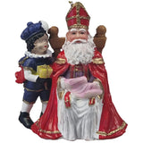 Polystone sinterklaas zittend en roetvee