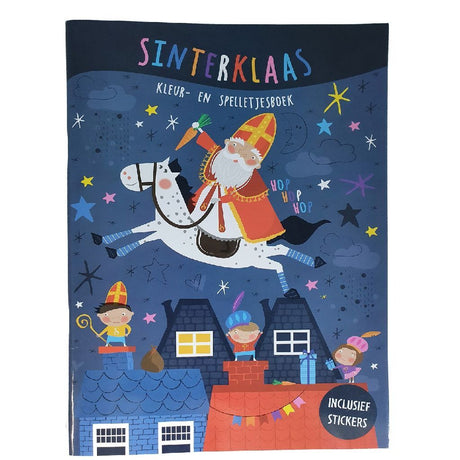 Podstawowa książeczka do kolorowania i gier Sinterklaas + naklejki