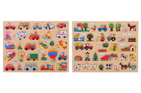 Puzzle drewniane Joueco XL - pojazdy