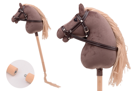 Johntoy Holly Horse - koń hobbystyczny de luxe z krótkim kijem, ok. 80 cm z kantarem, konik hobbystyczny do jazdy konnej dla dzieci bez dźwięku
