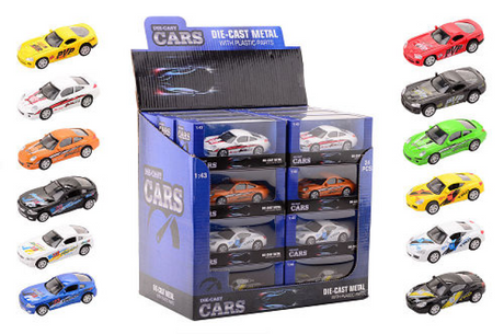 Johntoy super cars die-cast 1:43 auto 12 assorti in display