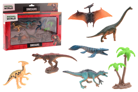 Świat zwierząt Johntoy - zestaw do zabawy z dinozaurami, 7 elementów.