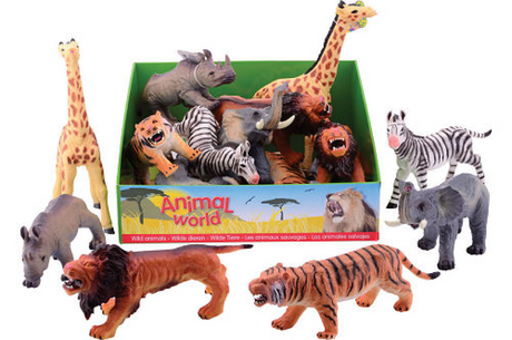 Johntoy animal world wilde dieren soft 25-30cm 6 assorti