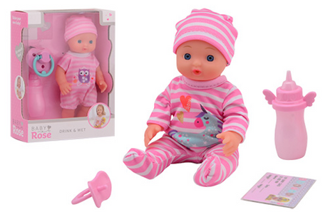 Johntoy John zabawka Baby Rose napój + lalka Pee 17cm