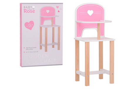 Drewniane krzesełko dla lalek Johntoy Baby Rose - meble dla lalek.