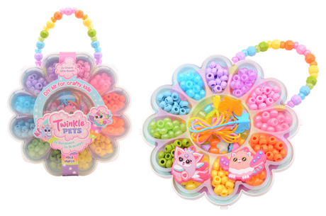 Johntoy twinkle pets - zestaw koralików w pudełku z kwiatami.