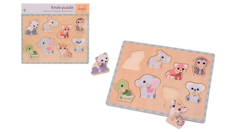 Drewniane puzzle ze zwierzętami Jouéco Wildies Family - zabawki edukacyjne.