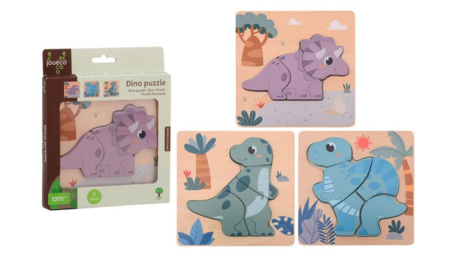 Puzzle dinozaurów Jouéco. Asortyment 3+3.