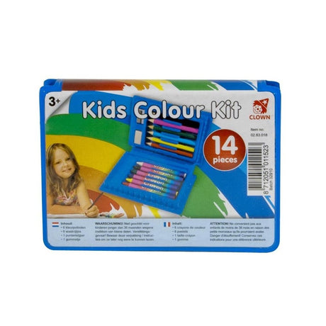 Walizka do kolorowania dla dzieci Clown, 14 sztuk