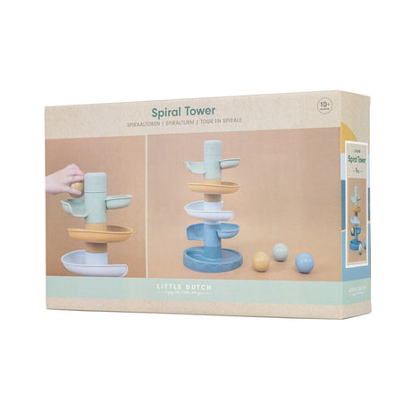 Rubo Toys mała holenderska spiralna wieża niebieska - marmurowy tor - 5 części - 3 kulki - wieża do układania