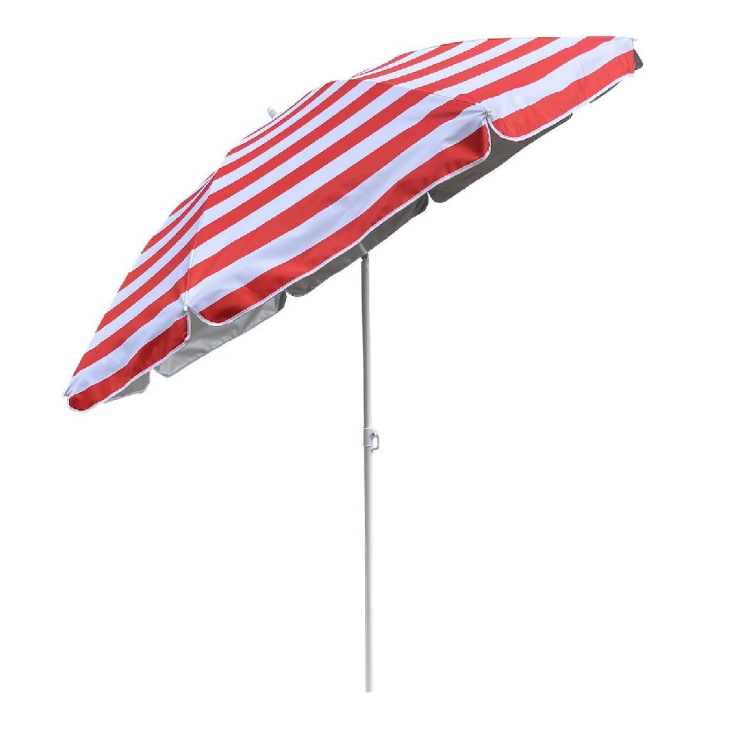 Parasol zewnętrzny w paski 180 cm czerwony biały