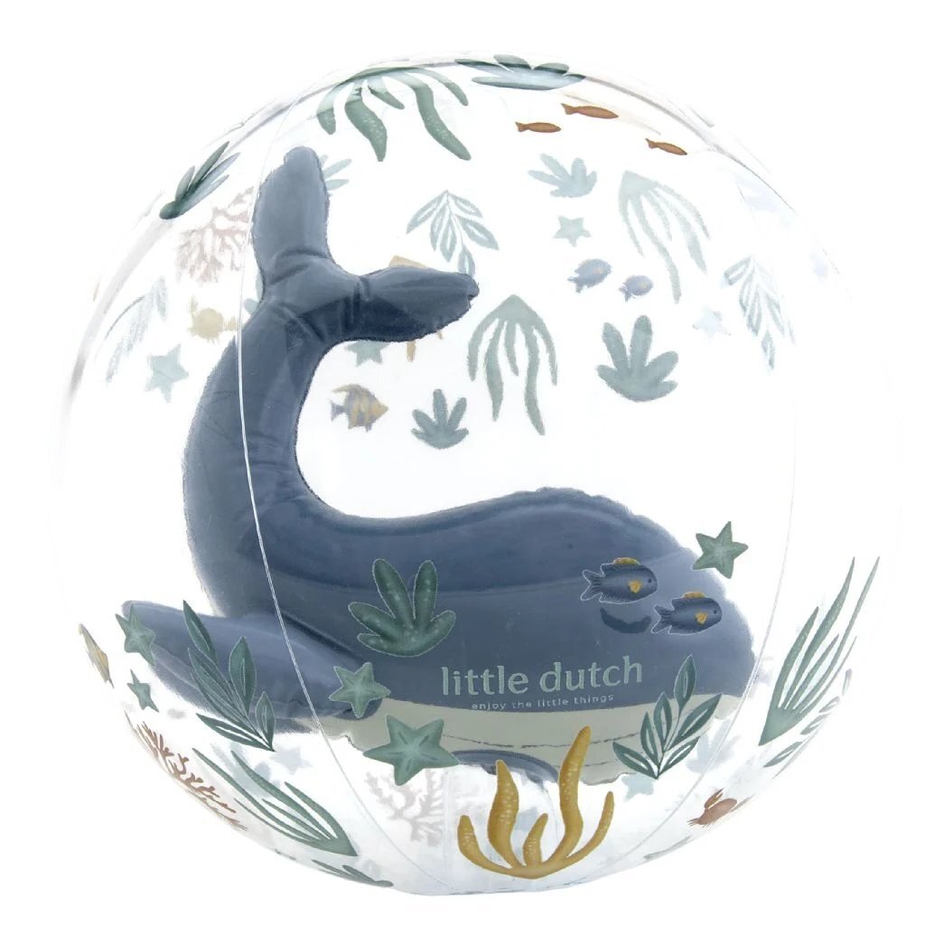Piłka plażowa Little Dutch Ocean World 3D 35 cm przezroczysta
