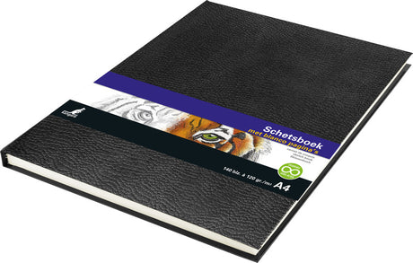 Kangaro k-5321 szkicownik a4 kremowy 120gr czysty papier, 140 stron twarda okładka nadruk wąż czarny