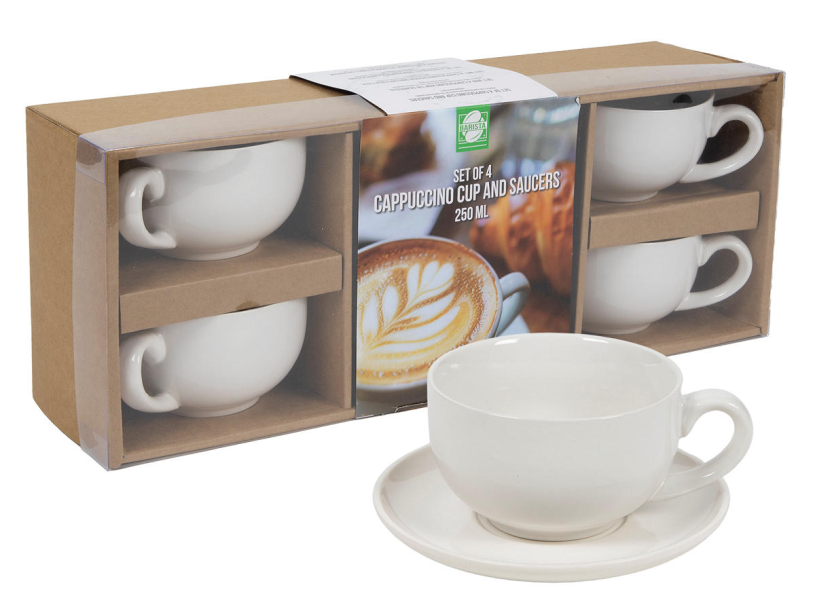 Kop en schotel 250ml set 4 stuks