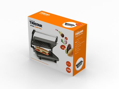 Grill kontaktowy Tristar GR-2650, czarna stal nierdzewna, 700W