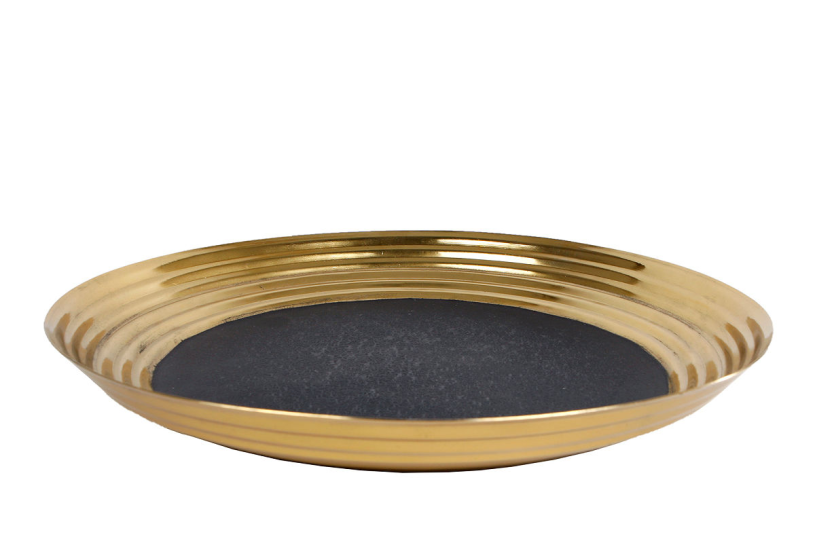 Schaal luuk goud zwart metaal 33x33x4cm