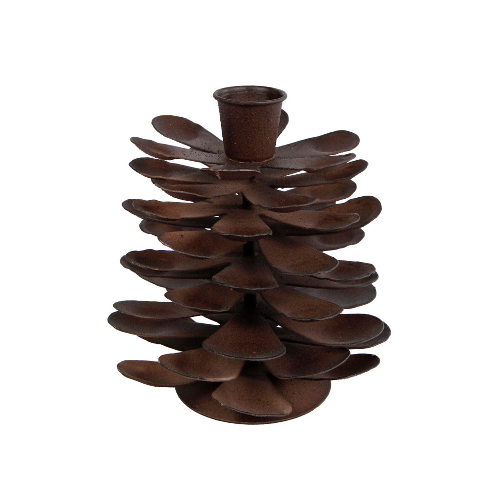 Inne marki Metalowy świecznik Pinecone 11x11x12 cm Rust Brown