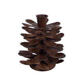 Inne marki Metalowy świecznik Pinecone 11x11x12 cm Rust Brown