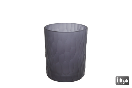 Theelichth dex s mat zwart glas 7,5x7,5x9cm