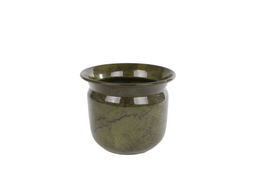 Bloempot martie l groen metaal 16x16x14cm