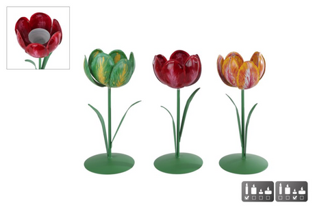 Świecznik tulipan metalowy 8x8x20cm