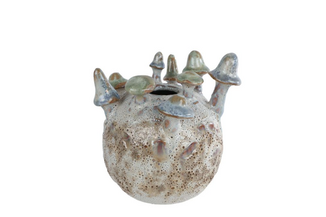Wazon grzybowy kremowy fioletowy ceramiczny 12x12x14cm