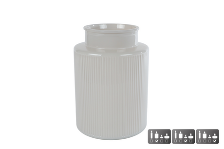 Vaas windlicht niamh l off-white glas 15x15x21cm
