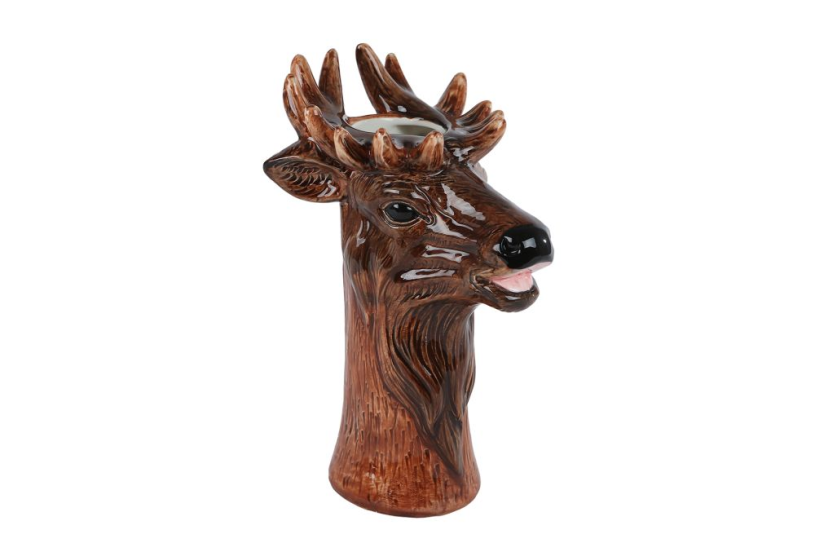 Vaas hert bruin aardewerk 18x16,5x24cm