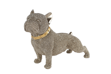 Rzeźba cairn terrier brokatowy złoty poliston 22x9x17cm