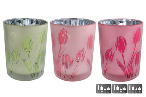 Theelichth tulip m ass kleur a3 glas 10x10x12,5cm