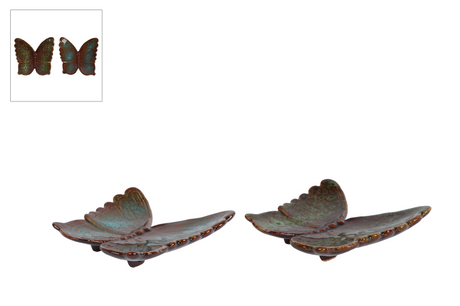 Sculptuur butterfly s blauw groen a2 aardew 12,5x12x3cm