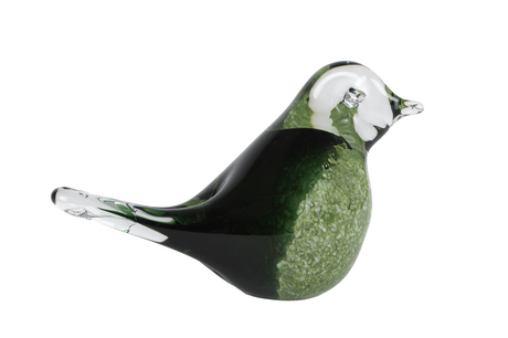 Sculptuur bird groen glas 15x7x9,5cm