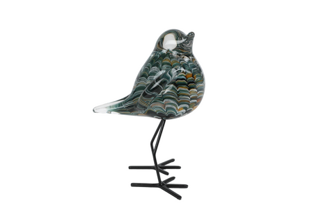Sculptuur bird op voet grijs glas 11,5x8,5x16cm
