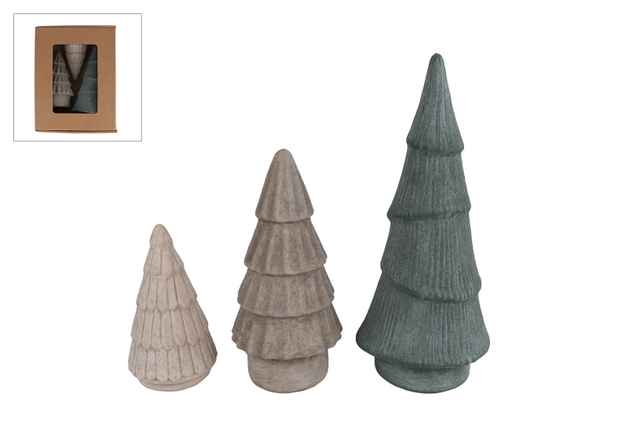 Sculptuur tree set 3 stuks aardewerk 11,5x11,5x27cm g w b