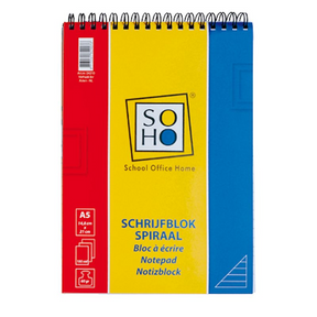 Soho schrijfblok a5 kopspiraal lijn