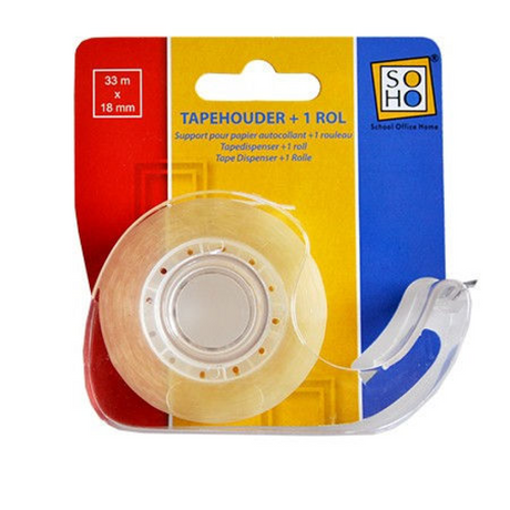 Soho tapehouder met rol 18mmx33m