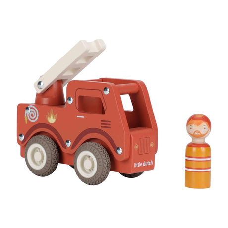 Mały holenderski wóz strażacki z lalką pegdoll - drewno