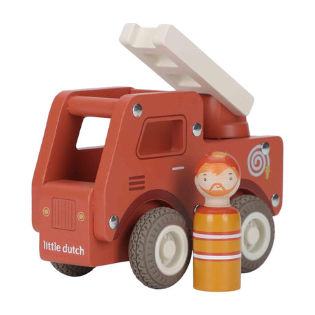 Mały holenderski wóz strażacki z lalką pegdoll - drewno