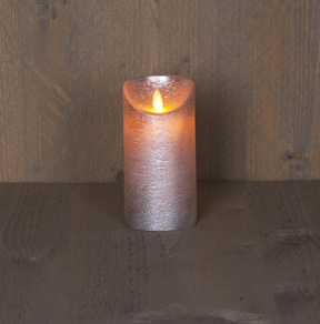 Led kaars rustiek incl. timer - 7.50x15.00cm - zilver