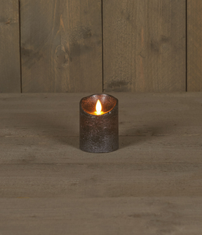Led kaars rustiek incl. timer - 7.50x10.00cm - antraciet