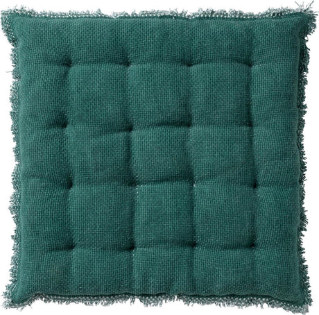 Poduszka na krzesło burto w stylu holenderskim wykonana z pranej bawełny szałwiowej w kolorze zielonym 40x40 cm
