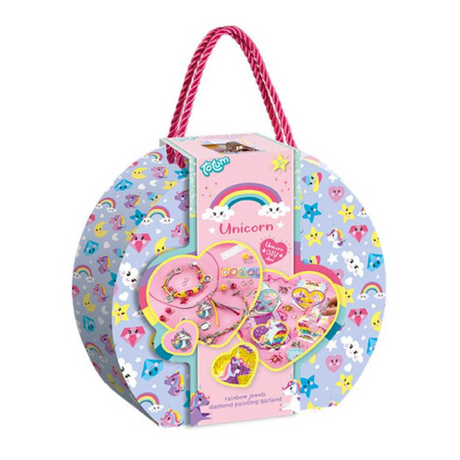 Zestaw do rękodzieła Totum z jednorożcem Zestaw do rękodzieła 2 w 1 do robienia bransoletek i malowania diamentami - kreatywne zabawki dla dziewczynek od 5 lat Porada na prezent Pakiet tworzenia biżuterii