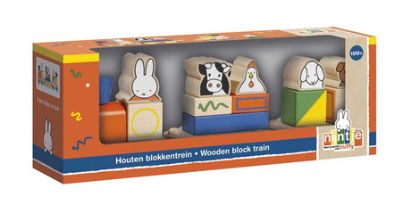 Zabawki Bambolino Drewniany pociąg z klocków Miffy. 3+