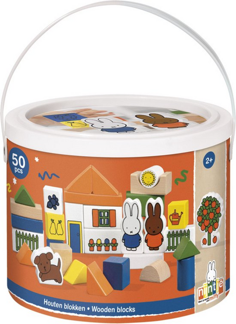 Beczka z klocków Bambolino Miffy, klocki drewniane w beczce do przechowywania - zabawki edukacyjne - maluch, przedszkolak - od 2 lat - zabawki