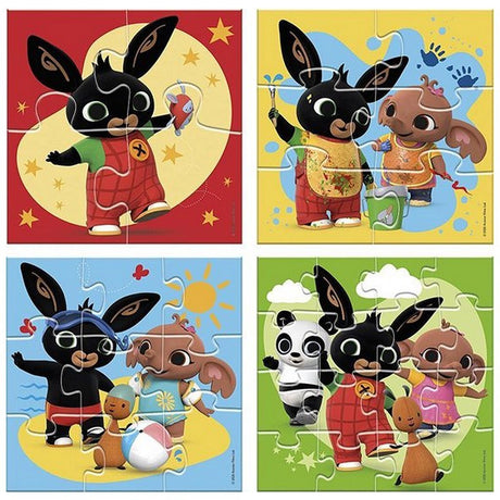Bambolino bing puzzle 4 w 1 edukacyjne zabawki dla małych dzieci - puzzle dla dzieci 4x6x9x16 sztuk nauka układania puzzli - puzzle z końcówkami prezentowymi 3 lata i starsze - zabawki