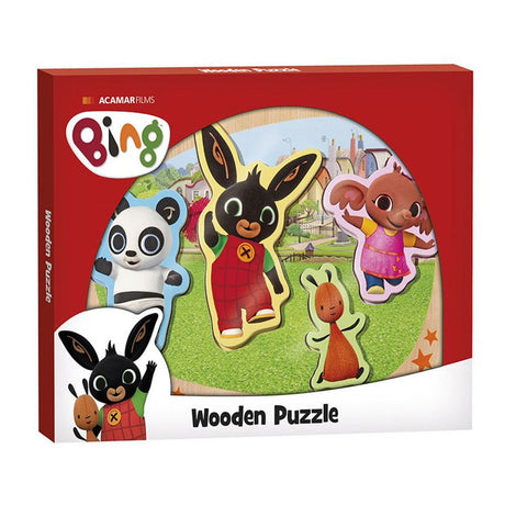 Drewniane puzzle Bambolino Bing z dużymi figurami - zabawki edukacyjne uczące układania puzzli - zabawki